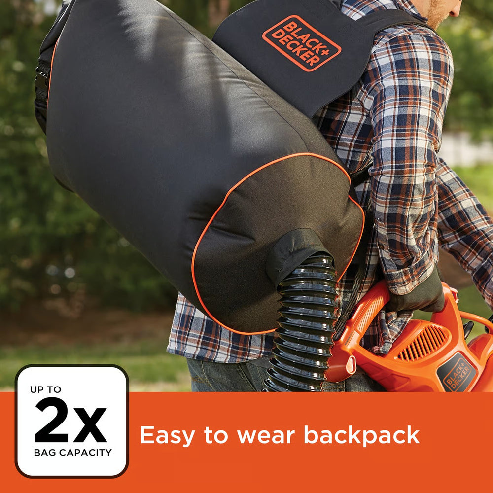 Black+Decker 250 mph 400 CFM Electric Backpack Blower/Mulcher/Vac 1870