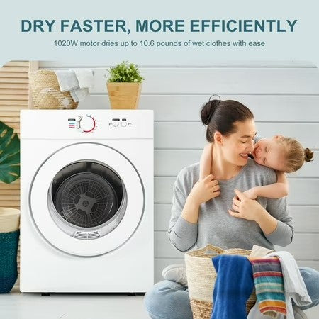 TESTED WORKING - Simzlife 1.8 Cu. ft. Portable Dryer with Filtration Systems Small Electric Dryer Machine, 19.7 in W, 27 in H - M6 - 704