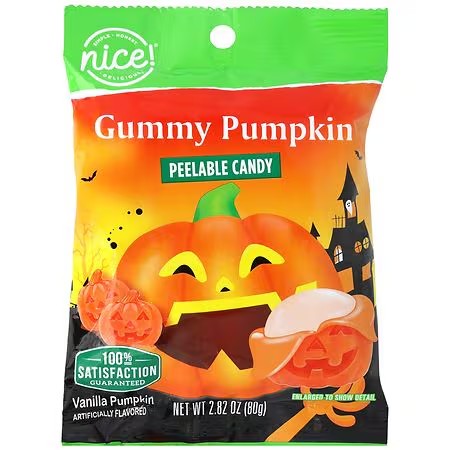 Nice! Gummy Pumpkin Peelable Candy Vanilla Pumpkin - 2.82 oz (Qty: 10) - C79