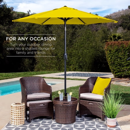 Best Choice Products 7.5ft Heavy-Duty Outdoor Market Patio Umbrella w/ Push Button Tilt, Easy Crank - Yellow - K6 - 456