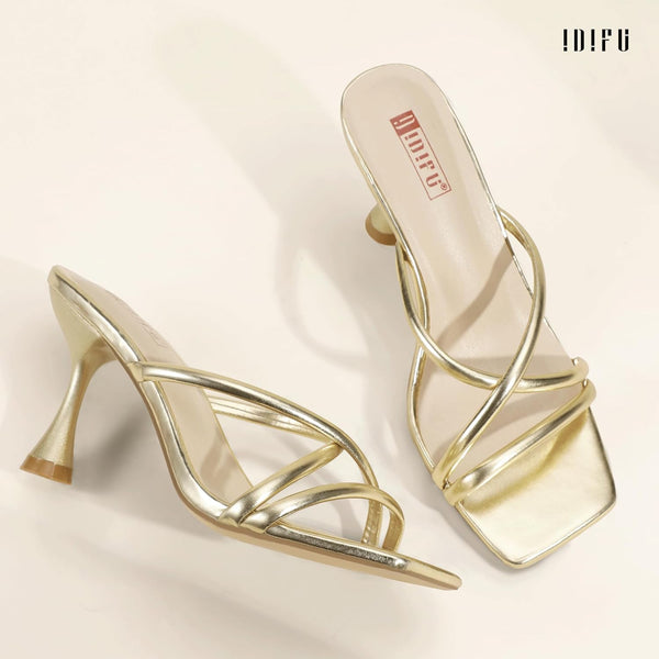 IDIFU Women's Kitten Heels Square Open Toe Sandals size 7 1338