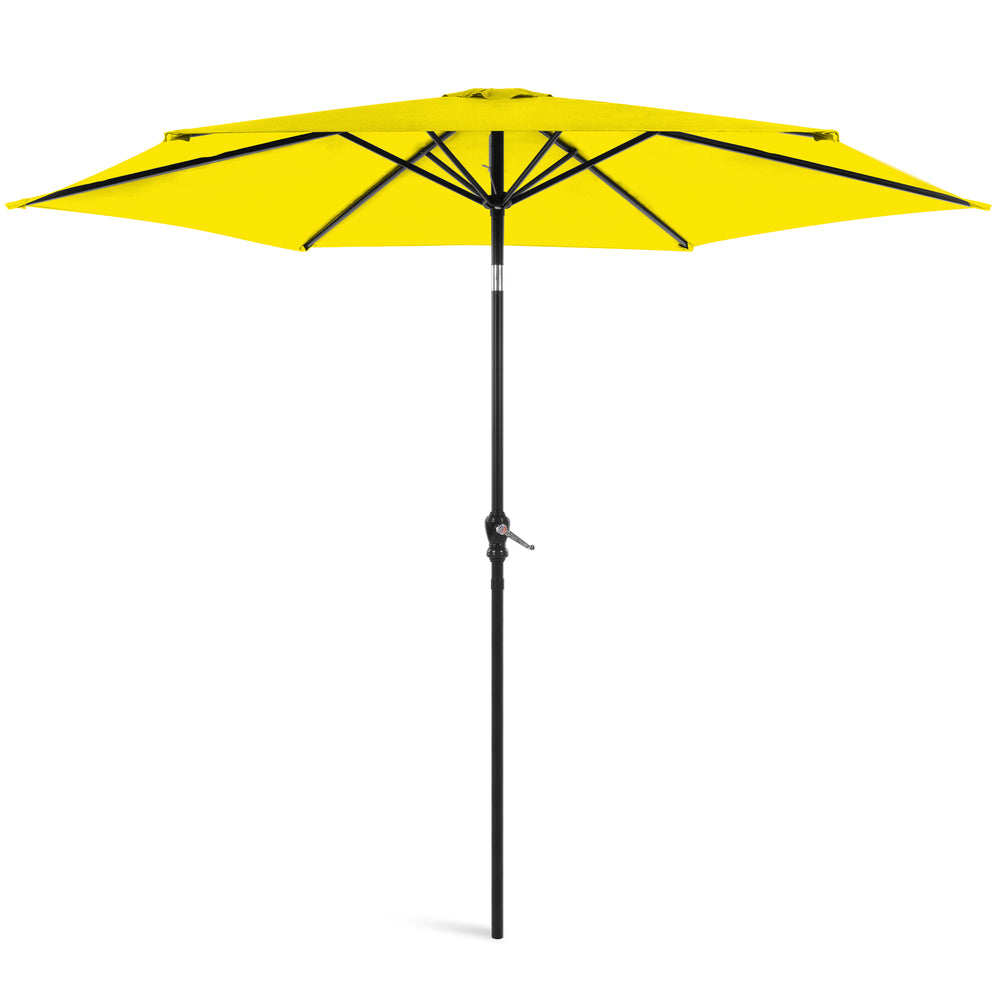 10ft Outdoor Steel Market Patio Umbrella W/ Crank Tilt Push Button 6 Ribs - Yellow 1213