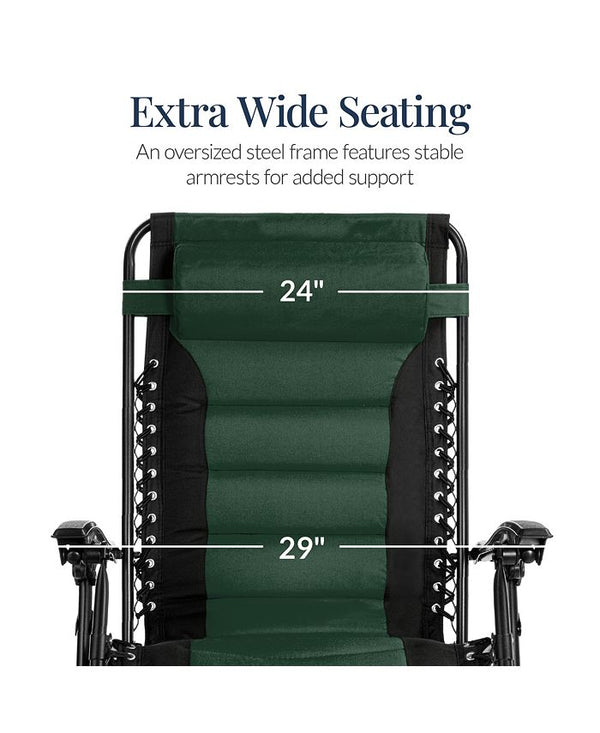 Best Choice Products Oversized Padded Zero Gravity Chair, Folding Outdoor Patio Recliner w/ Side Tray - Multi - M6 - 1952