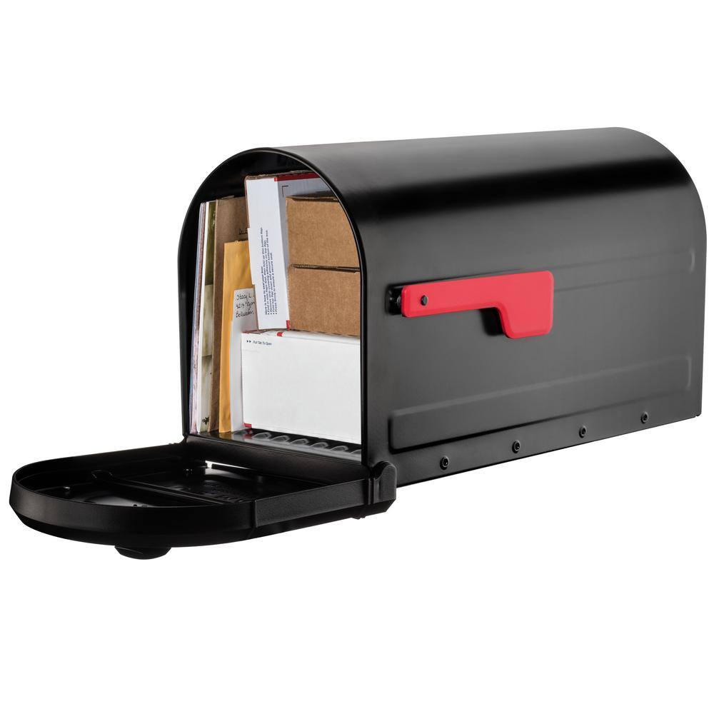 Roxbury Black, Large Steel Post Mount Mailbox and Premium Steel Post Combo 1914