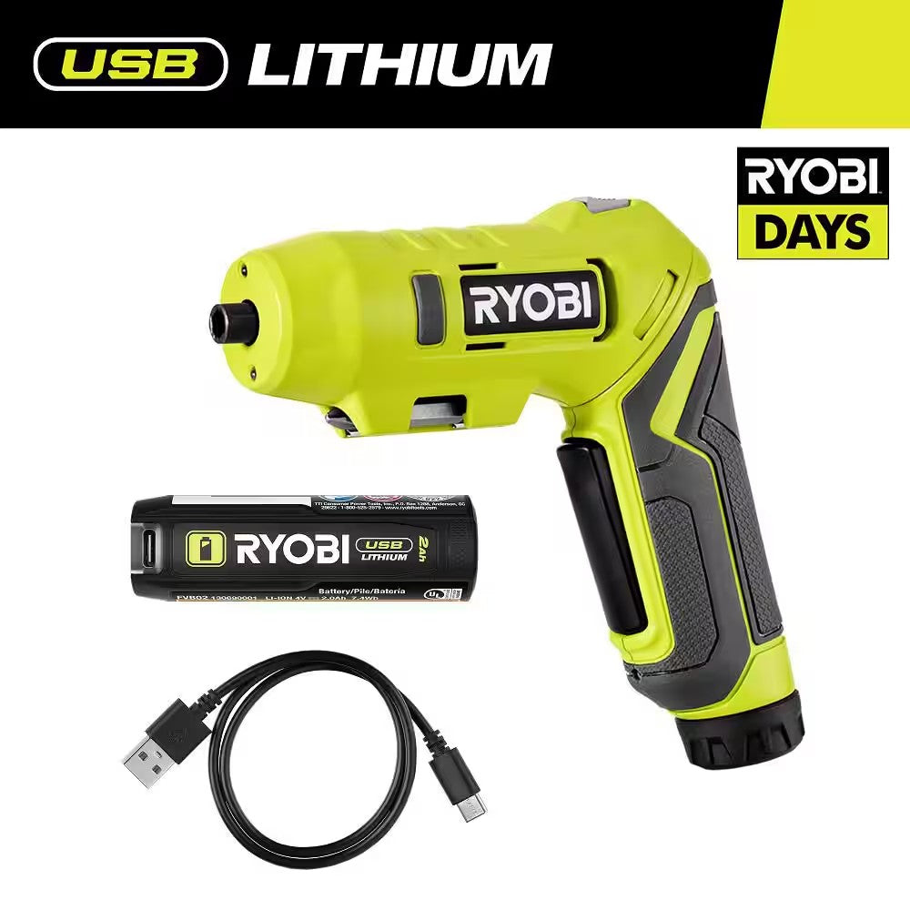RYOBI USB Lithium Screwdriver Kit with 2.0 Ah USB Lithium Battery and Charging Cable 390