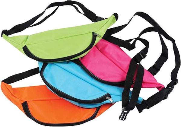 U.S. Toy Assorted Neon Color Adjustable Fanny Packs (12) -F9-0126