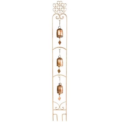 Wind & Weather Three-Bell Wind Chime Metal Garden Stake With Weathered Bronze-Colored Finish - A10 - 1536