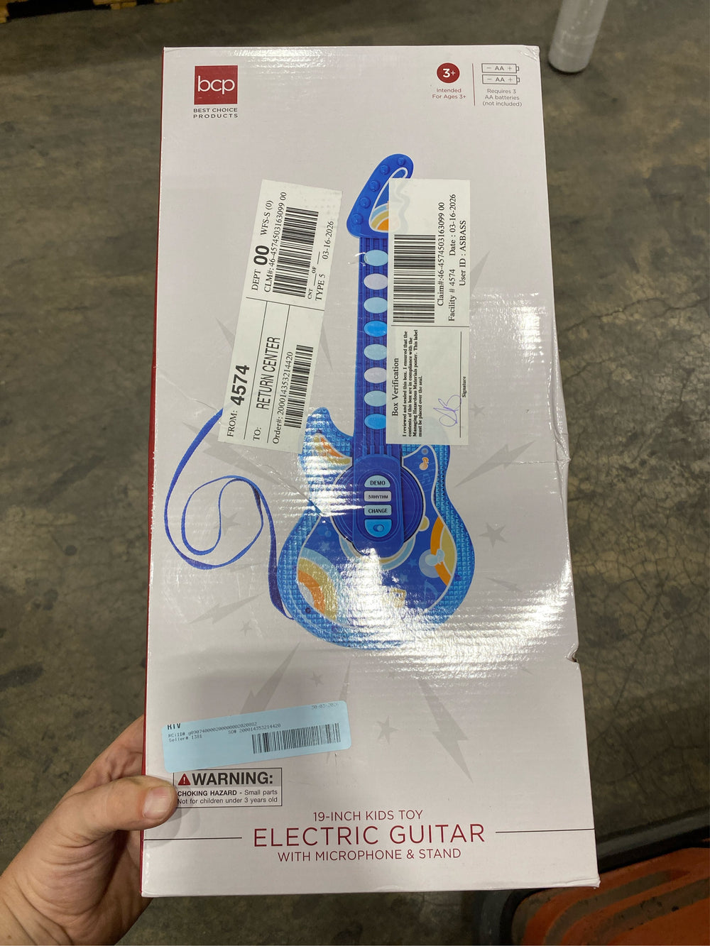 Best Choice Products 19in Kids Flash Guitar, Pretend Play Musical Instrument Toy for Toddlers w/ Mic, Stand - Navy - K4 - 418