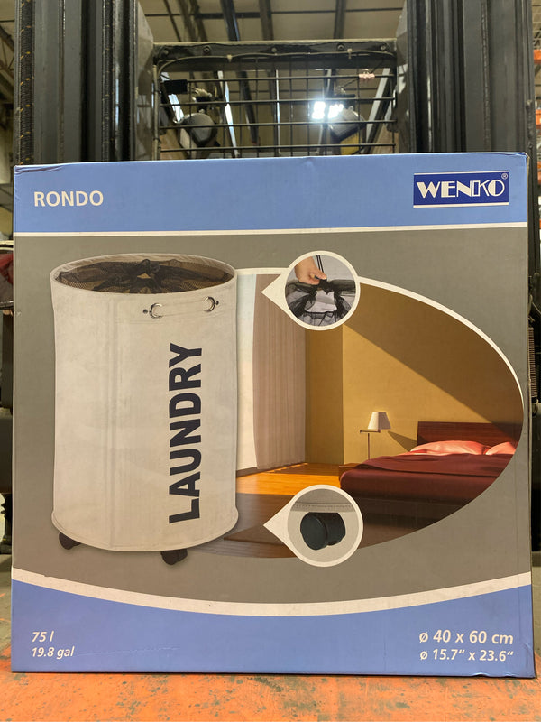 Wenko Rondo Beige Polyester Wheeled Laundry Basket - M4 - 708
