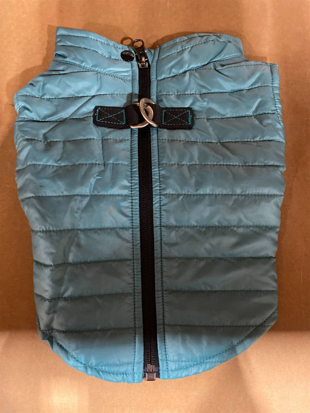 Gooby Puffer Vest - Turquoise, Medium Zip Up Windbreaker with D Ring Leash - Water Resistant Dog Sweater Coat for Small Dogs - L14 - 639