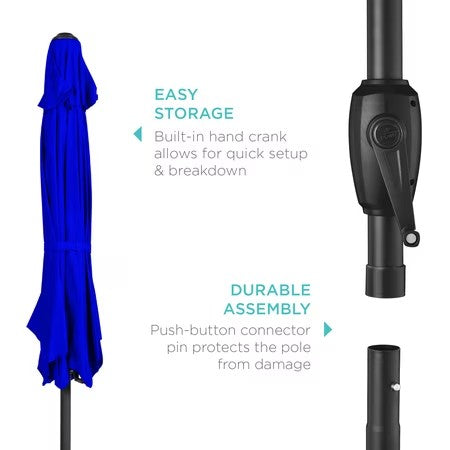 Best Choice Products 7.5ft Heavy-Duty Outdoor Market Patio Umbrella w/ Push Button Tilt, Easy Crank - Cobalt Blue - F2 - 96