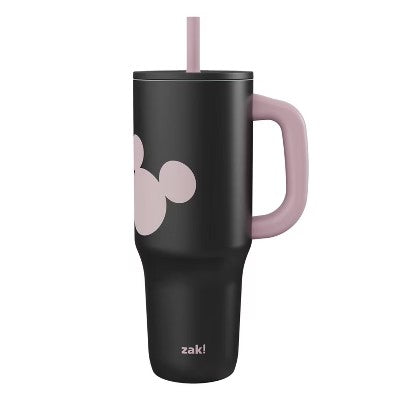 Zak Designs 40oz Mickey Mouse Stainless Steel Vacuum Insulated Tumbler with Silicone Straw Black 1024