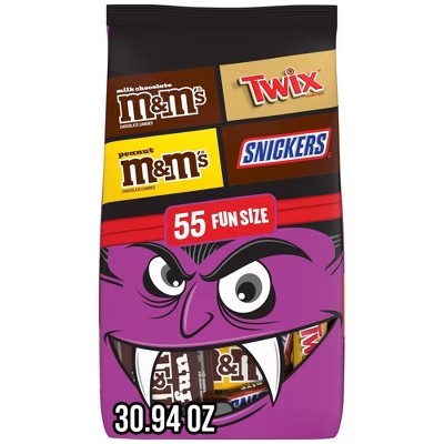 Mars - Snickers, Twix, M&M's, Halloween Chocolate Candy Variety Bag Fun Size - 30.94oz/55ct - QTY 3 - B21