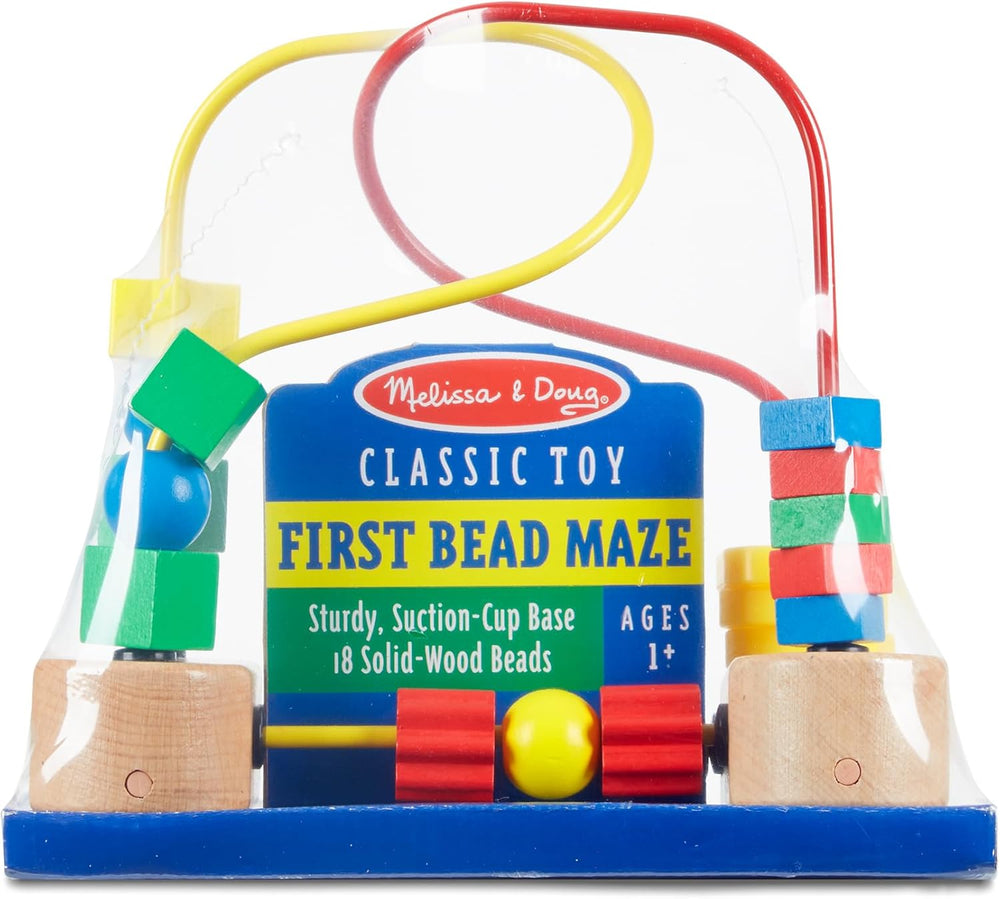 Melissa & Doug First Bead Maze - Wooden Educational Baby Toy with Suction Cups, for Floor, High Chair or Toddler Table, Toddler Toys for Girls & Boys Ages 1+ 1368