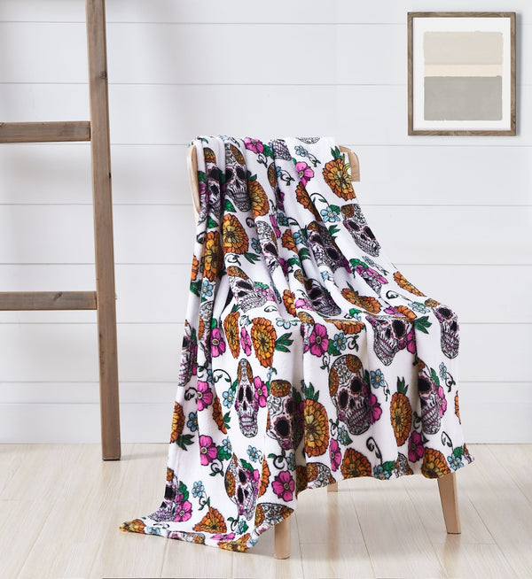 THSS166 50 X 60 in. Novelty Sugar Skulls Printed Flannel Throw - G10 - 1914