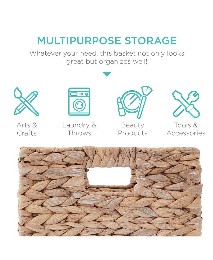 Best Choice Products 12x12in Hyacinth Baskets, Set of 5 Multipurpose Collapsible Organizers w/ Inserts - White -A3-1033