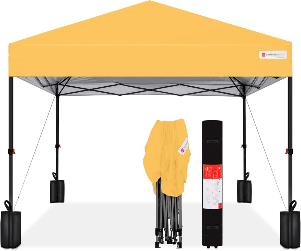 12x12ft 1-Person Pop-Up Canopy Tent w/ Case & Weight Bags — Marigold — H20