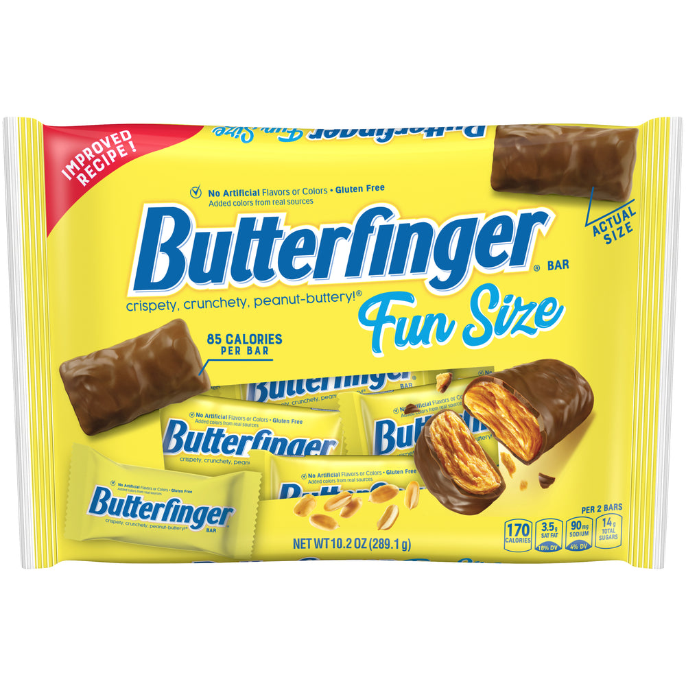Butterfinger Fun Size Candy Bars Crispety Crunchety Peanut-Buttery Individually Wrapped 10.2 Oz Bag - QTY 3 - B102