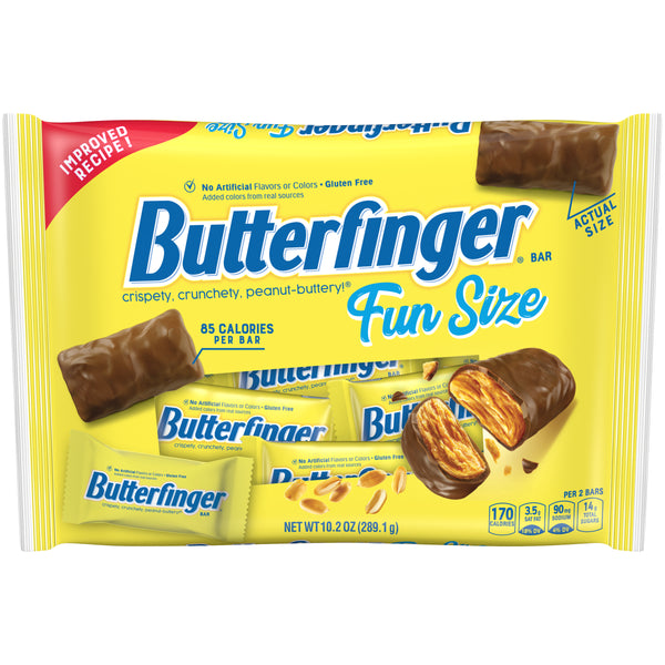 Butterfinger Fun Size Candy Bars Crispety Crunchety Peanut-Buttery Individually Wrapped 10.2 Oz Bag - QTY 3 - B102