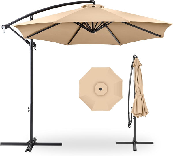 10ft Offset Hanging Market Patio Umbrella w/ Tilt — H54