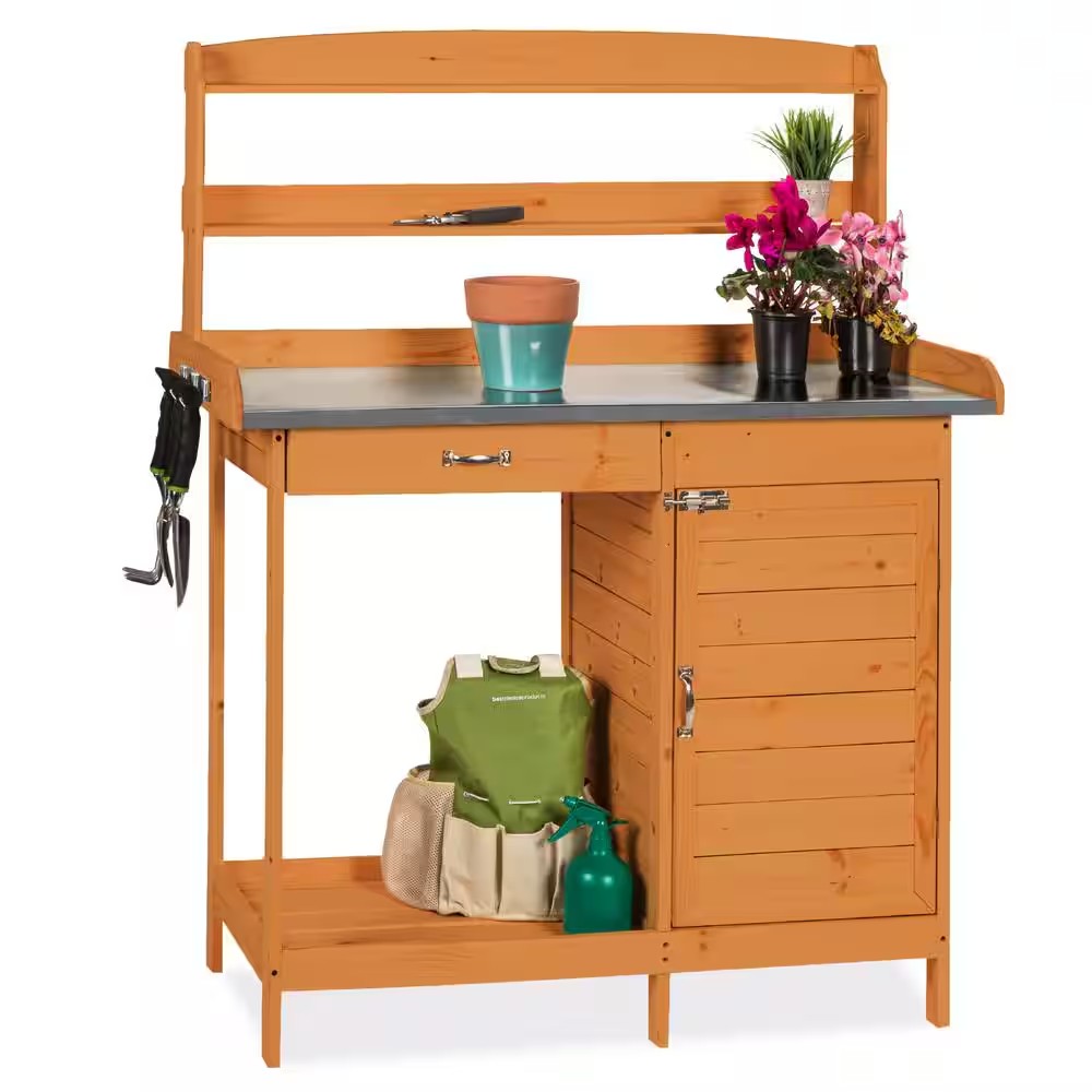 44 in. W x 17.75 in. D x 49 in. H Brown Potting Bench - L101