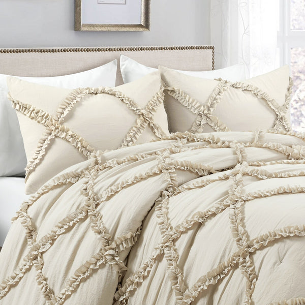 Lush Decor Neutral Solid King Comforter with (Fill) - G6 - 866