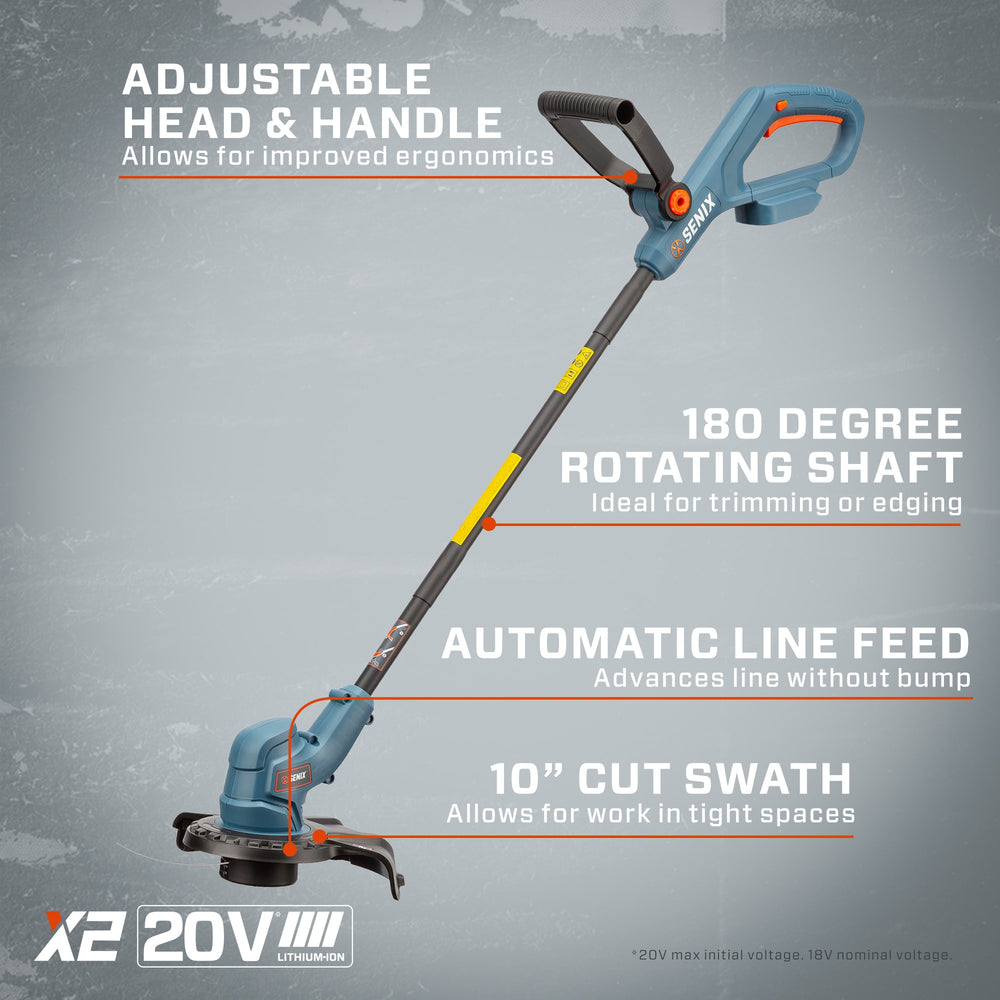 SENIX 20-volt Max 10-in Straight Shaft Battery String Trimmer 2 Ah (Battery and Charger Included) 1541