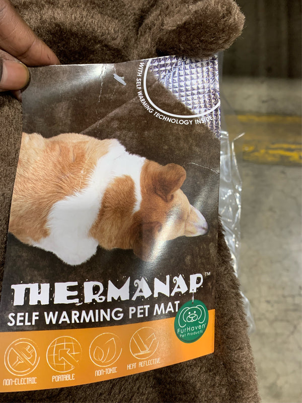 FurHaven Pet Products ThermaNAP  Faux Fur Self-Warming Pet Bed Mat - Espresso, Large -L13-0613