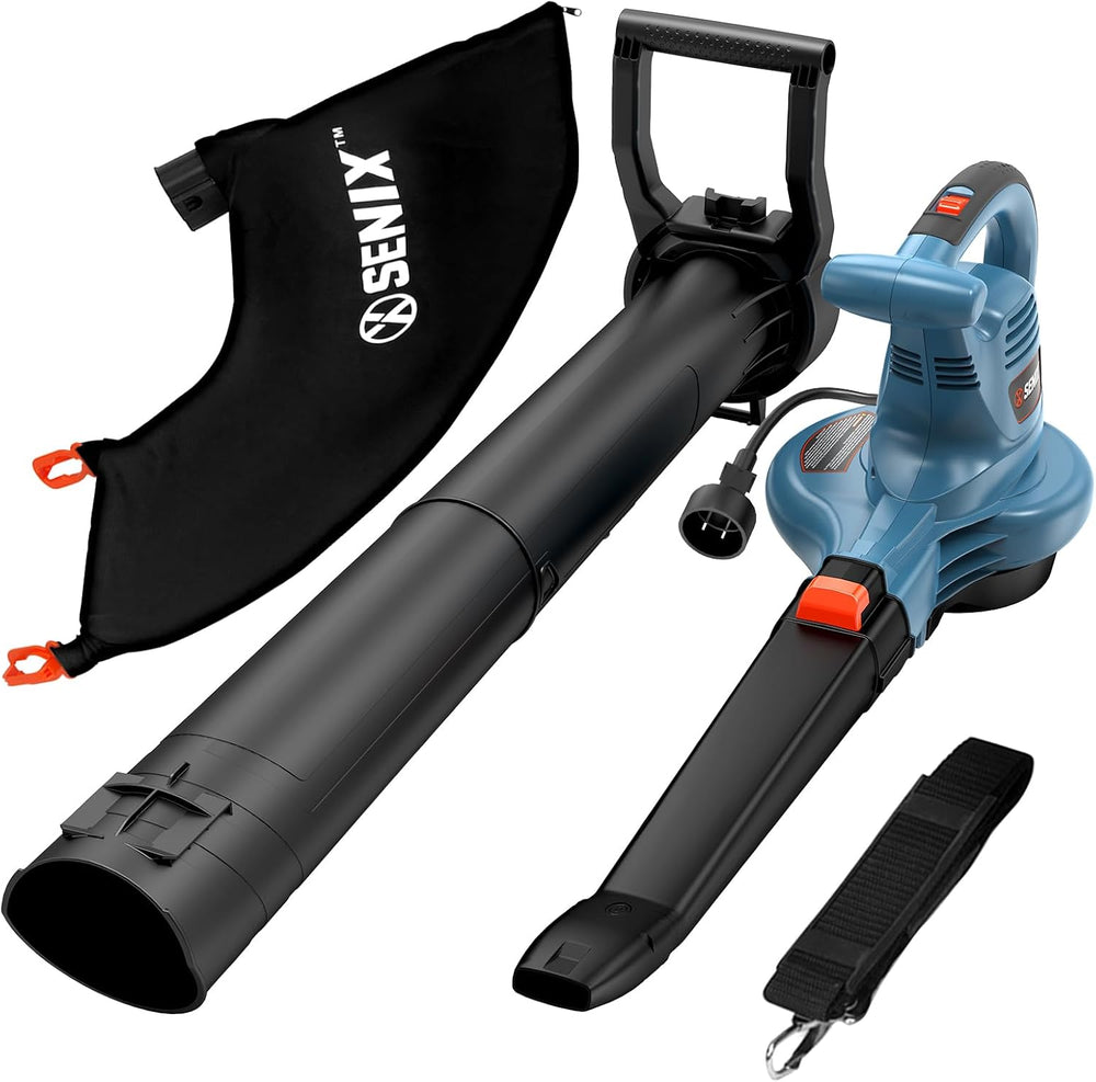SENIX 12 AMP Leaf Blower, 3-in-1 Handheld Electric Leaf Blower, Vacuum, and Mulcher, 420 CFM, 179 MPH Airflow,Corded Blowers with Reusable Collection Bag (BLVE12-M) 1657