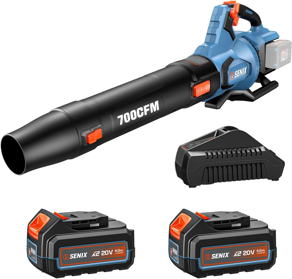 SENIX Leaf Blower Cordless, 40V Max Electric Leaf Blowers, Brushless, Handheld, Up to 700 CFM and 145 MPH, 2 Speed Mode, Cruise Control, Includes 2 x 4.0Ah Battery and Charger (BLAX2-M2) 1889