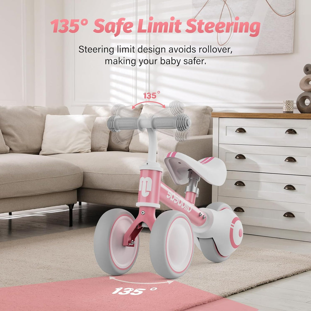 allobebe Baby Balance Bike, Cute Toddler Bikes 12-36 Months Gifts for 1 Year Old Girl Bike to Train Baby from Standing to Running with Adjustable Seat Silent & Soft 3 Wheels 1334