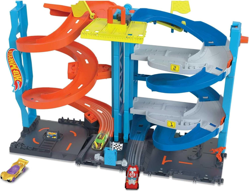Hot Wheels City Track Set with 1 Car, 2-in-1 Race Tower That Transforms from Single to Dual-Mode Racing, Includes Kid-Powered Elevator (Amazon Exclusive) 1387