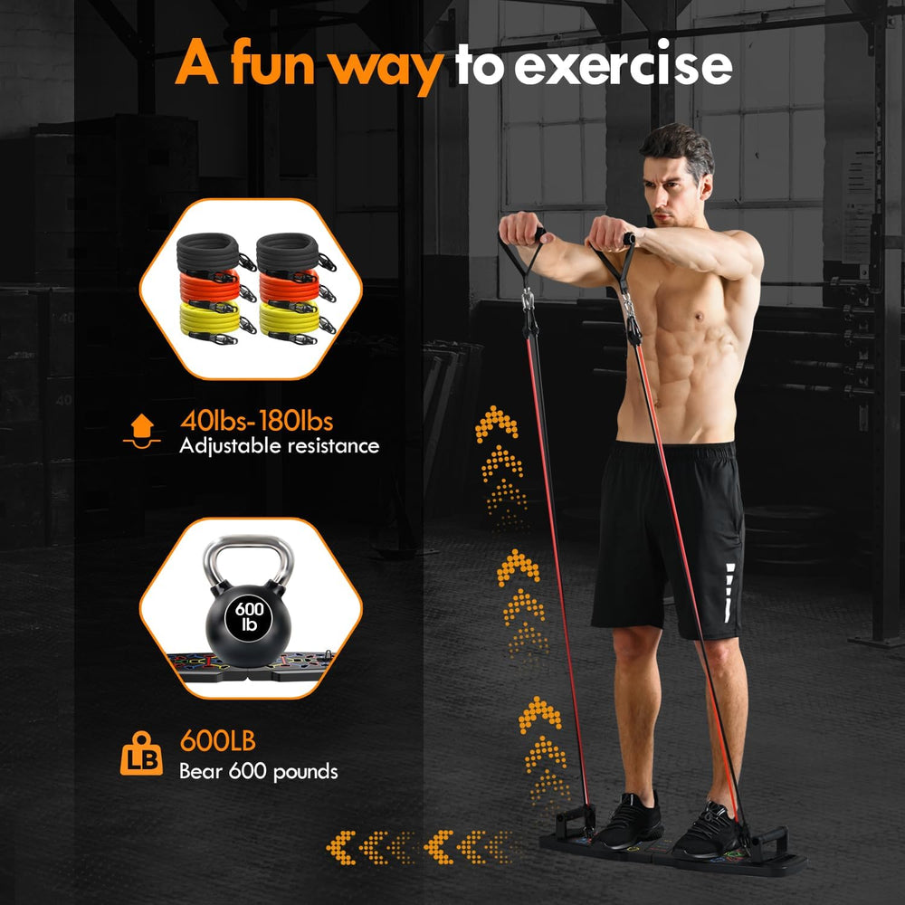 MQRW Push Up Board,Home Gym,Portable Exercise Equipment,Pilates Bar and 20 Fitness Accessories with Resistance Bands and Ab Roller Wheel,Full Body Workout at Home 1331
