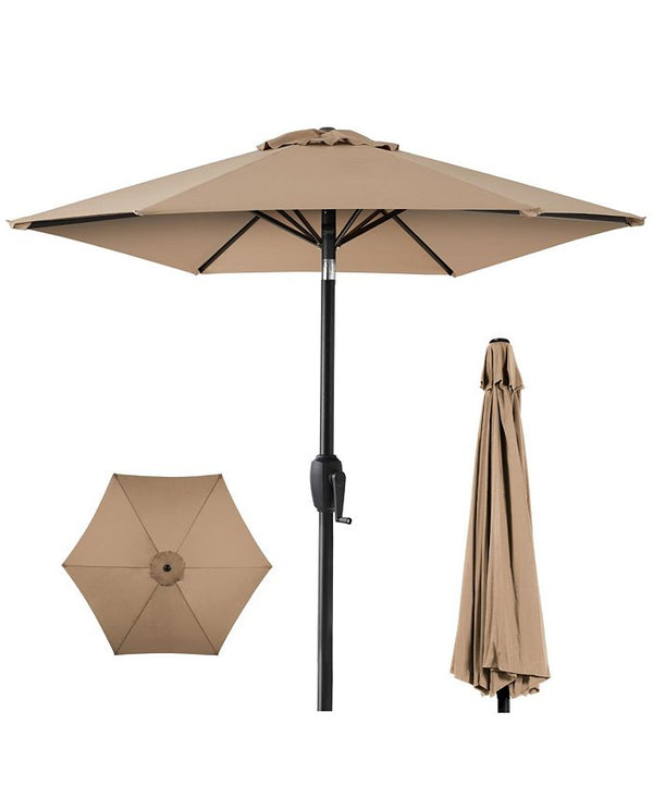 7.5ft Heavy-Duty Outdoor Market Patio Umbrella w/ Push Button Tilt, Easy Crank - Tan/Beige M42