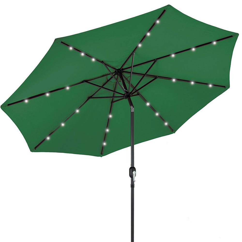10ft Solar LED Lighted Patio Umbrella W/ Tilt Adjustment, UV-Resistant Fabric - 215
