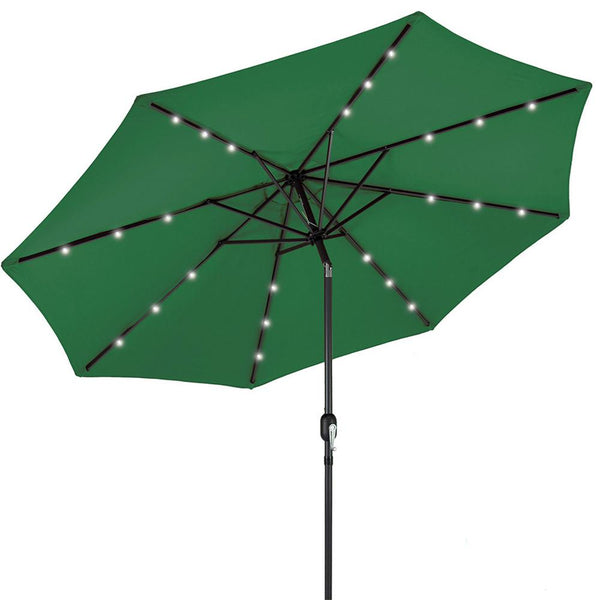 10ft Solar LED Lighted Patio Umbrella W/ Tilt Adjustment, UV-Resistant Fabric - 215