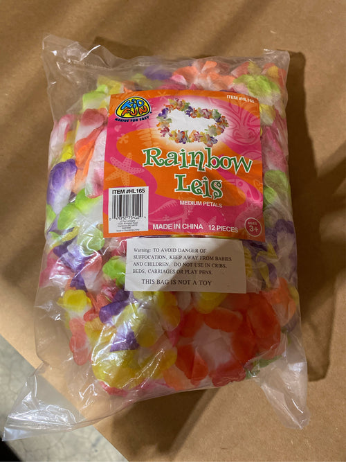 12 Pack Medium Petal Bright Color Luau Party Hawaiian 38 Fabric Leis Rainbow - L9 - 479