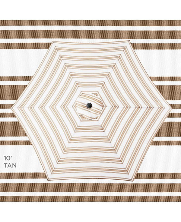 Best Choice Products 10ft Outdoor Steel Striped Market Patio Umbrella w/ Crank, Tilt Push Button, 6 Ribs - Brown -F4-1996