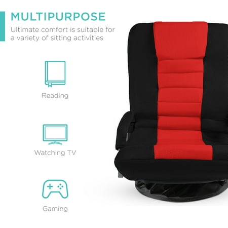 Best Choice Products 360-Degree Swivel Gaming Floor Chair w/ Armrest Handles, Foldable Adjustable Back - Black/Red - A9 - 1461
