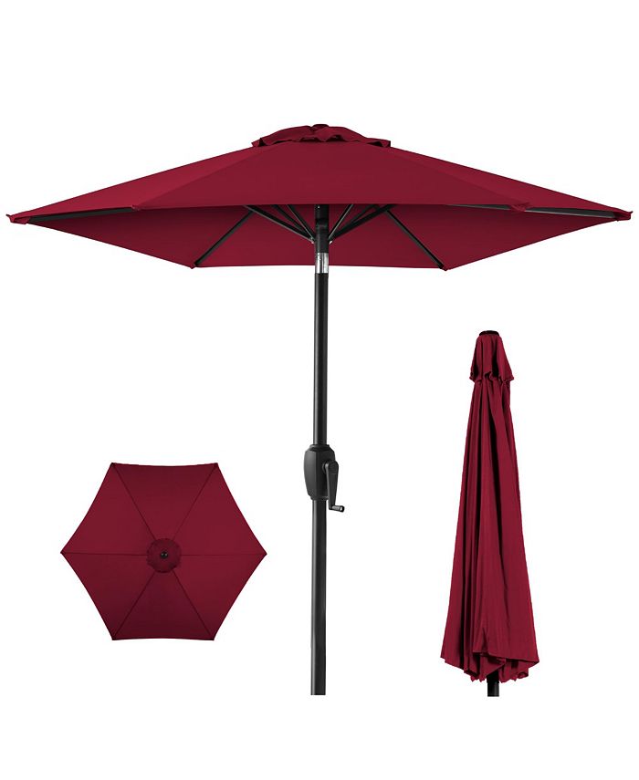 Best Choice Products 7.5ft Heavy-Duty Outdoor Market Patio Umbrella w/ Push Button Tilt, Easy Crank - Red - L108