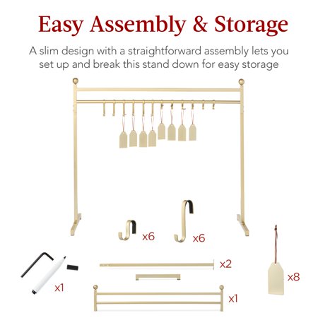 Best Choice Products 3ft Christmas Stocking Stand, Hanging Holiday Decor Display w/ Name Tags, Chalk Marker - Gold - E2 - 959