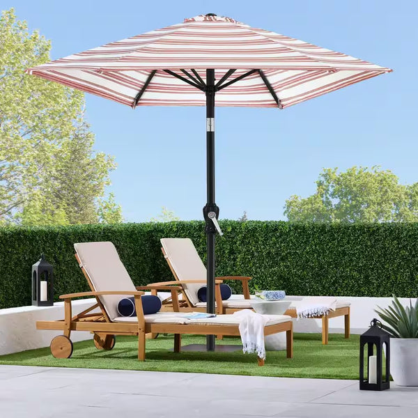 10 ft. Steel Market Tilt and Crank Patio Umbrella in Rust Stripe - F1 - 1984