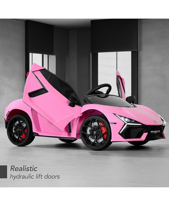 Best Choice Products Kids 12V Ride-On Car Officially Licensed Lamborghini Revuelto w/ Remote, LED Lights - Pink
