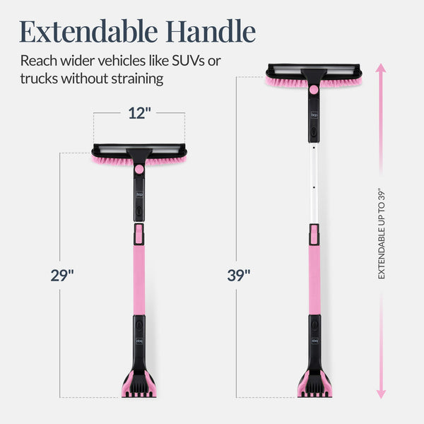 Best Choice Products 39 Extendable Snow Brush with Squeegee Ice Scraper Auto Snow Brush Auto Ice Scraper - Pink - K8 - 1596