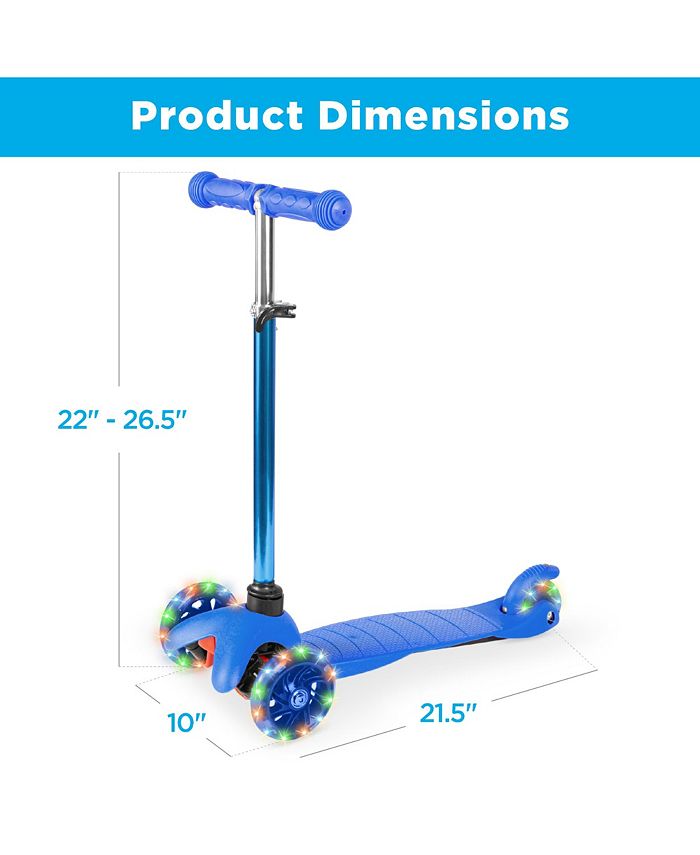Best Choice Products Kids Mini Kick Scooter Toy w/ Light-Up Wheels and Height Adjustable T-Bar - Blue - K3 - 395