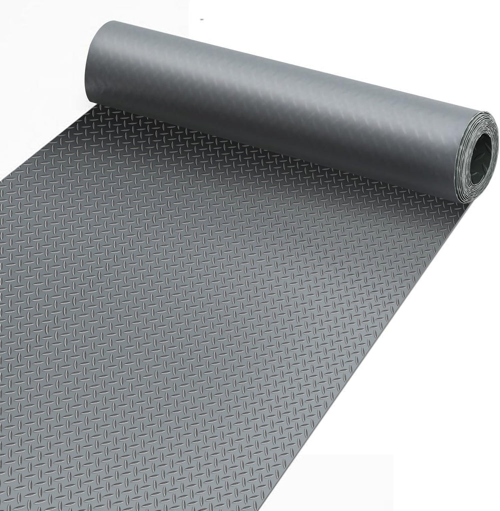 4x13 ft Heavy Duty Garage Floor Parking Mat (Grey Diamond) – B25 Appears New