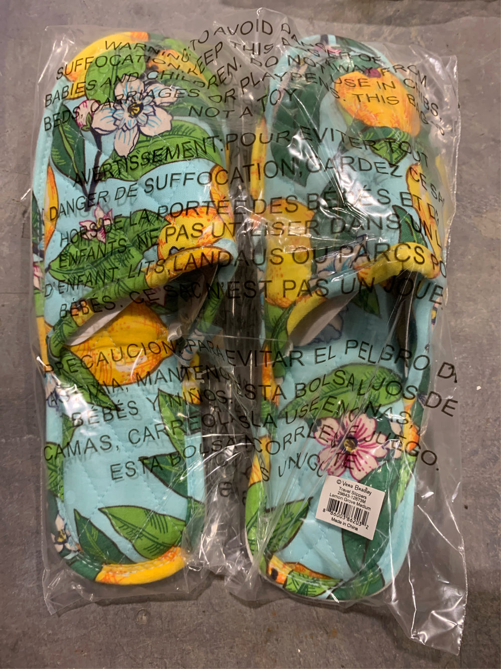Vera Bradley Lemon Grove Travel Slippers Womens Medium 7-8 Slip on Mules Comfort -A4-1060 -A4-1061 -A4-1062 -A4-1063 -J5-1575