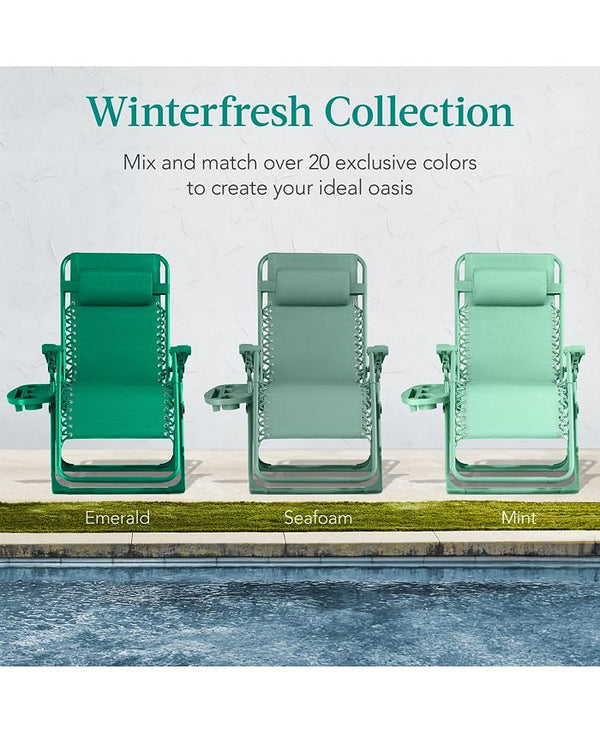Best Choice Products Monochromatic Zero Gravity Chair, Folding Patio Recliner w/Side Tray, Headrest - Green - H3 - 1611
