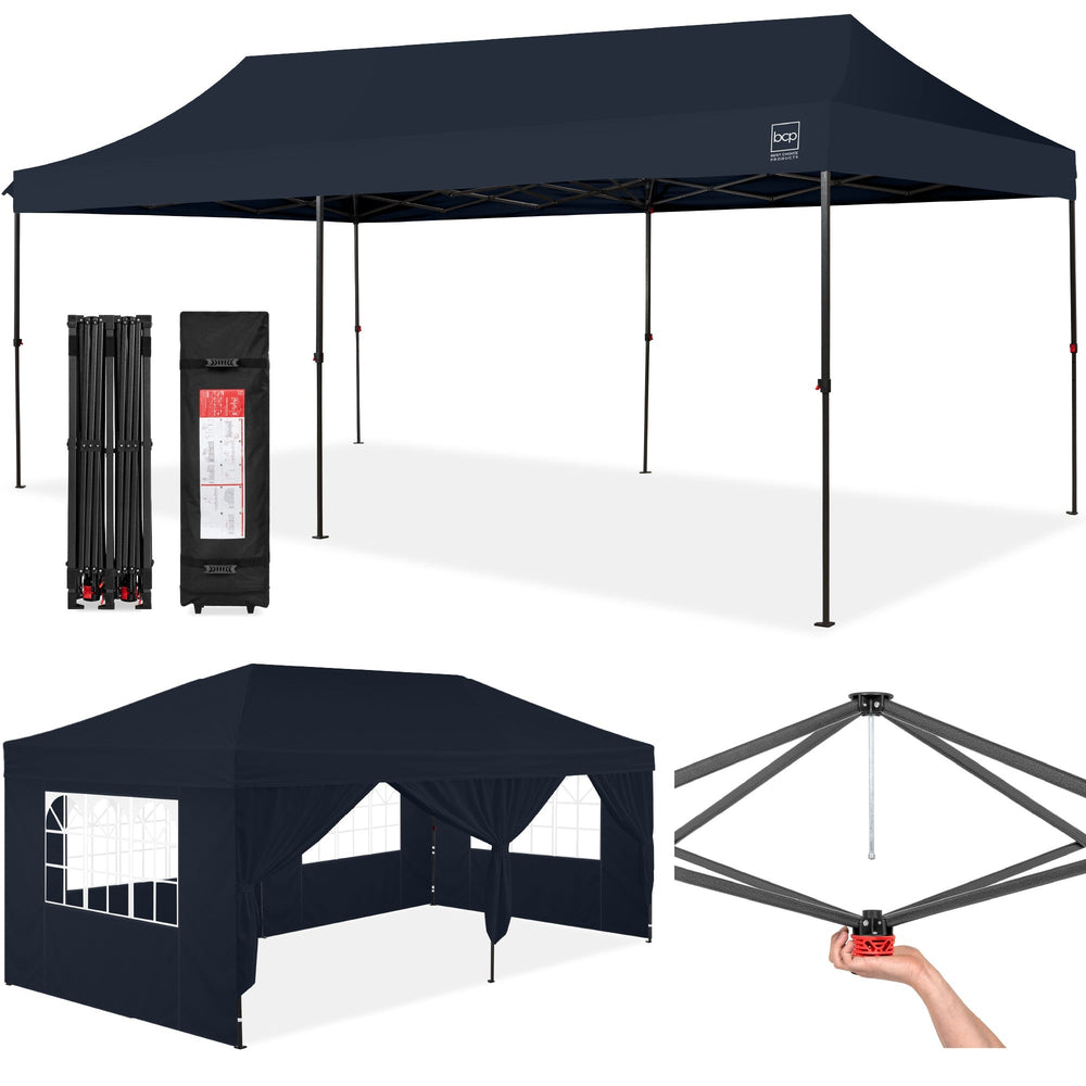 10x20ft Party Tent Pop up Canopy Easy Setup W/ 1-Button Setup, Wheeled Case, 4 Weight Bags - Navy F109 - 261
