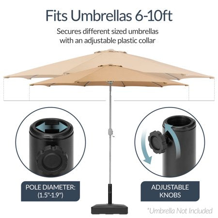 Best Choice Products Fillable Plastic Patio Umbrella Base Stand, Pole Holder w/ Adjustment Knob, Asscher Design - Black - J2 - 355